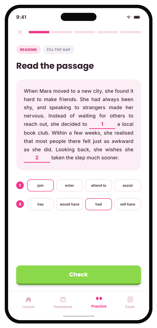 Flumingo practice app screen